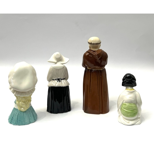 3 - Four Royal Worcester porcelain candle snuffers - comprising 'Mob Cap'; a Monk; a Nun; and 'Japanese ... 