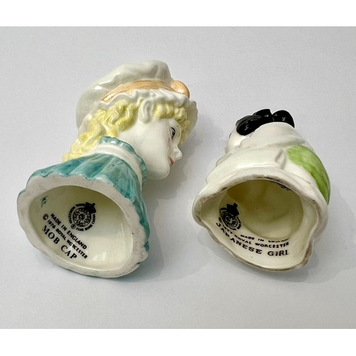 3 - Four Royal Worcester porcelain candle snuffers - comprising 'Mob Cap'; a Monk; a Nun; and 'Japanese ... 