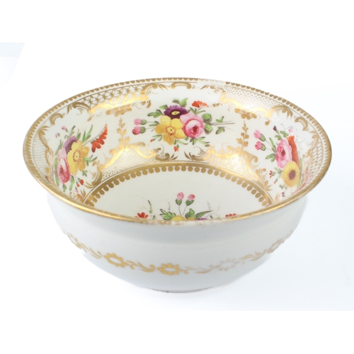 79 - An early-19th century Coalport porcelain bowl - painted with sprays of flowers within gilt cartouche... 