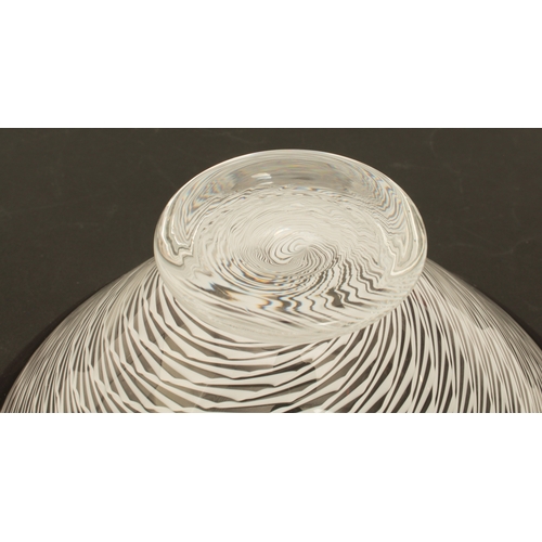 87 - A latticino glass bowl by Michael James Hunter of Twists Glass Studio, Selkirk - the conical bowl wi... 