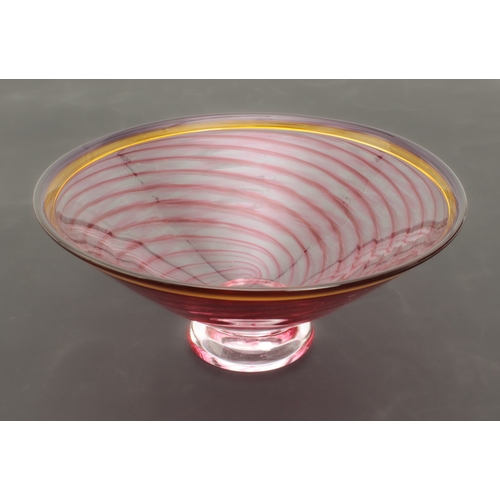 88 - An art glass bowl by Michael James Hunter of Twists Glass Studio, Selkirk - the conical bowl with a ... 