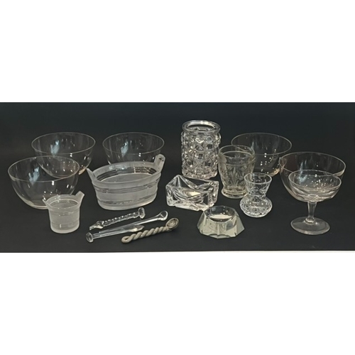 93 - A collection of antique glass - including a pair of Victorian moulded glass water jugs, 15.3cm high;... 