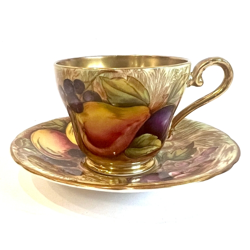 77 - An Aynsley 'Orchard Gold' fruit painted part tea and coffee service - green printed factory marks, w... 