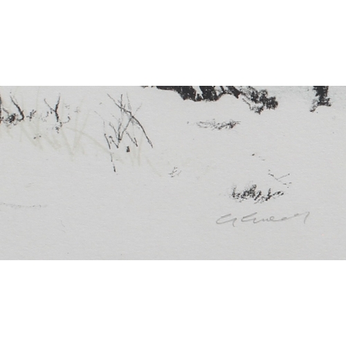 George Guest (British, 1939-2012) 'Cold Road' coloured etching, signed ...