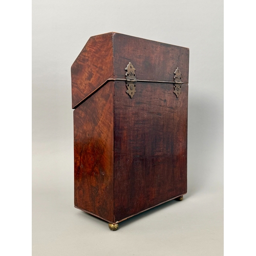 Two Georgian boxes - comprising a serpentine mahogany knife box with ...