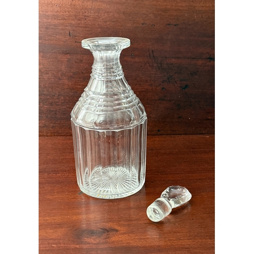 Four 19th century cut glass decanters - including a Georgian panel cut ...