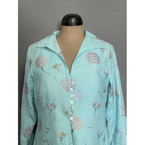 A beautiful ladies' Favourbrook longline jacket in light turquoise ...