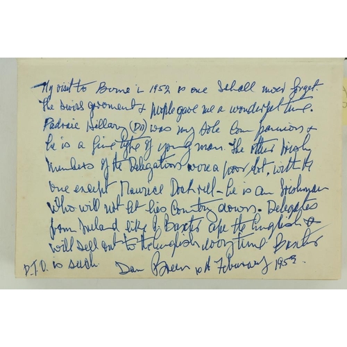 178 - With a Long Inscription by Dan Breen, 1953  [Breen (Dan)] Union Interparliamentarie. Conpte Rendu de... 