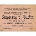 A Dark Day in GAA & Irish History 'Bloody Sunday' Ticket An original Admission Ticket to Croke P... 