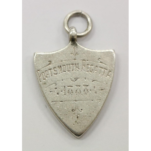 526 - Medal: Sailing 1888 [Portsmouth Regatta] a silver shield shaped Medal, the obverse inscribed ''Ports... 