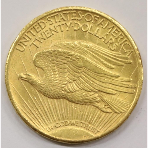 530 - Gold Coin: A fine 1924 $20 Dollar Gold Coin, the obverse with Lady Liberty and dated 1924, the rever... 