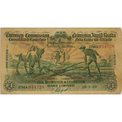 531 - Currency Commission Consolidated Bank Note: Ploughman - The Munster and Leinster Bank Limited 19.1.3... 