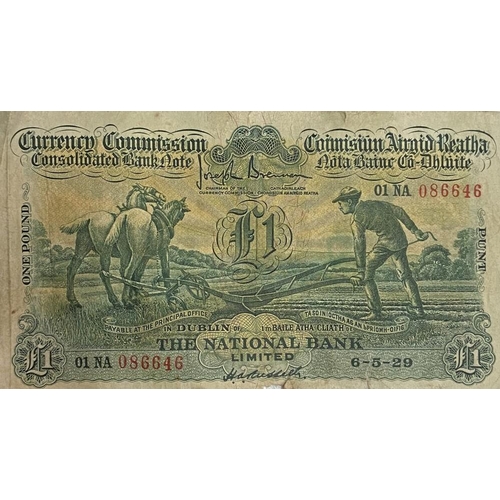 531A - Currency Commission consolidated Bank note: ''Ploughman'' - The National Bank Limited 6.5.29, number... 