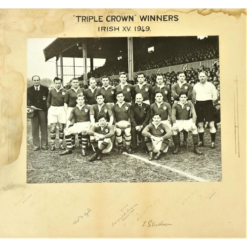 538 - 1949 Triple Crown Winners  Irish Rugby: I.R.F.U.,  An Official black and white Group / Team Photogra... 