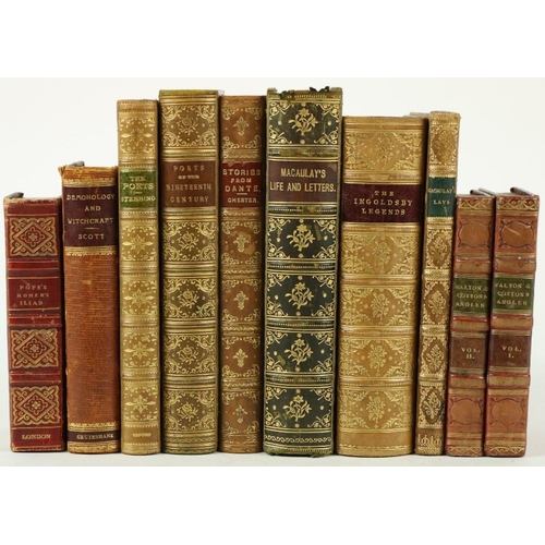 543 - Attractive Bindings: Warburton ed. The Works of Alexander Pope, Esq., 10 vols. 12mo L. 1757. Engd. f... 