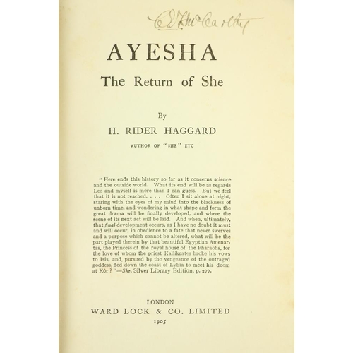 545 - Box, English Literature, Novels etc: Rider Haggard (H.) Ayesha - The Return of She, 8vo L. 1905. Fir... 