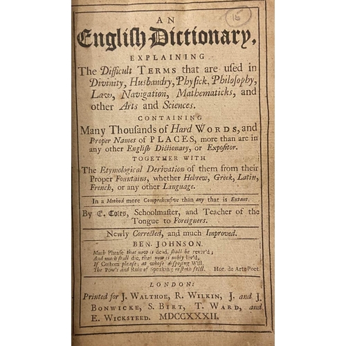 558 - Box: Bailey (N.) The Universal Etymological English Dictionary, 2 vols. 8vo L. 1742, full calf, good... 