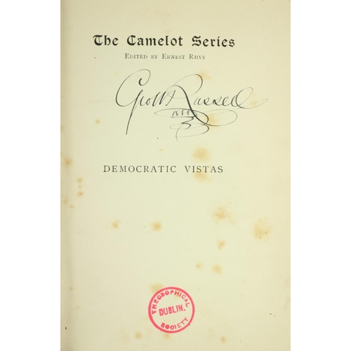 564 - Theosophical Society, Dublin  Association copy: [Russell (Geo.) A.E.] Whitman (Walt) Democratic Vist... 