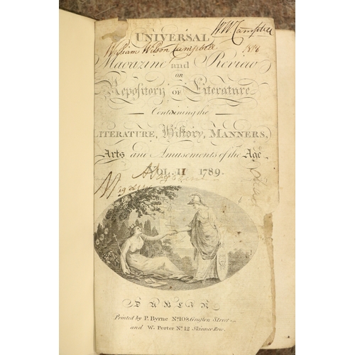 544 - Box: Collection of odd Volumes of late 18th Century and early 19th Century Irish Magazines, include ... 