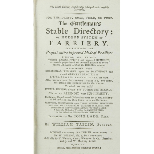 122 - Taplin (Wm.) The Gentleman's Stable Directory: or, Modern System of Farriery, 2 vols.... 