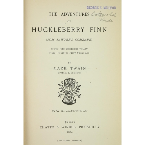 126 - [Clemens (Samuel L.)] Twain (Mark)pseudo. The Adventures of Huckleberry Finn (Tom Sawyer's Comrade),... 