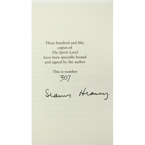 178 - Heaney (Seamus) The Spirit Level, 8vo, L. (Faber & Faber) 1996, Signed Limited Edn. No. 307 (350... 