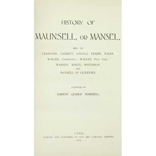 212 - Genealogy: Maunsell (Rob. G.) History of the Manusell, or Mansel and some other related Families, 4t... 