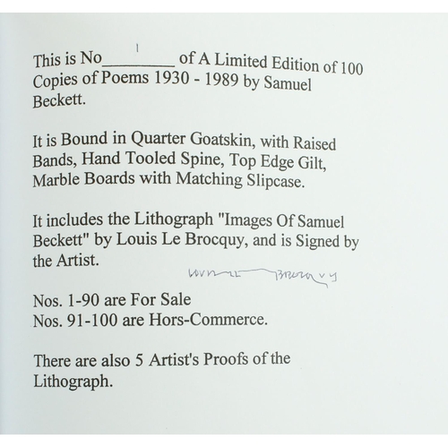 219 - Signed Limited Edition of 100 CopiesBeckett (Samuel) Poems 1930 to 1989, 4to L. (Calder Publications... 