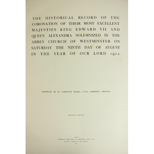 240 - With Very Large Coloured PlatesBurke (H. Farnham) The Historical Record of the Coronation of their M... 