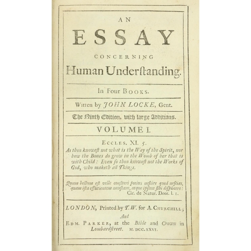 242 - Locke (John) An Essay Concerning Human Understanding, Ninth Edn., with large additions, London, for ... 