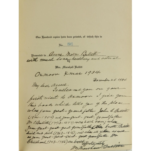 290 - One of 100 Copies Only - Signed[Slavery:] Bullitt (Thos. W.) My Life at Oxmoor, Life on a Farm in Ke... 