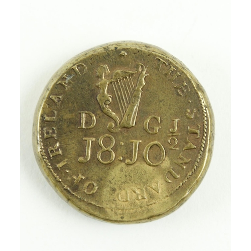 389 - Irish Token Coin: [1760] A rare George II Coin, weight dated 1760, the obverse inscribed D.G. J.8 J.... 