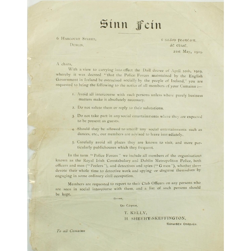 405 - Republican Interest: [Sinn Fein], Kelly (T.) & Sheehy Skeffington (K.) a typed 'Notification' Le... 