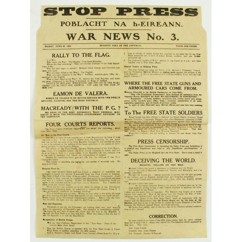 423 - Rare Stop Press - War NewsPeriodical: Poblacht na h-Eireann War News, including No. 2, Oglaigh ... 