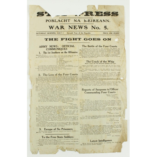 423 - Rare Stop Press - War NewsPeriodical: Poblacht na h-Eireann War News, including No. 2, Oglaigh ... 