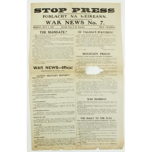 423 - Rare Stop Press - War NewsPeriodical: Poblacht na h-Eireann War News, including No. 2, Oglaigh ... 