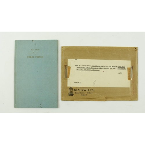 444 - Signed by W.B. YeatsYeats (W.B.) Three Things, 8vo L. (Faber & Faber) 1929, large paper copy, Si... 