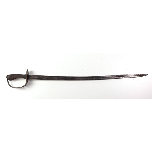 466 - A late 18th Century / early 19th Century steel Turkish Sword, the pierced decorated hand guard with ... 