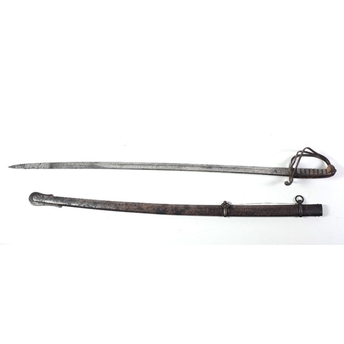 470 - A Georgian period Officers Sword, by Ireland, 11 Ellis Quay, Dublin with pierced hand guard and pain... 