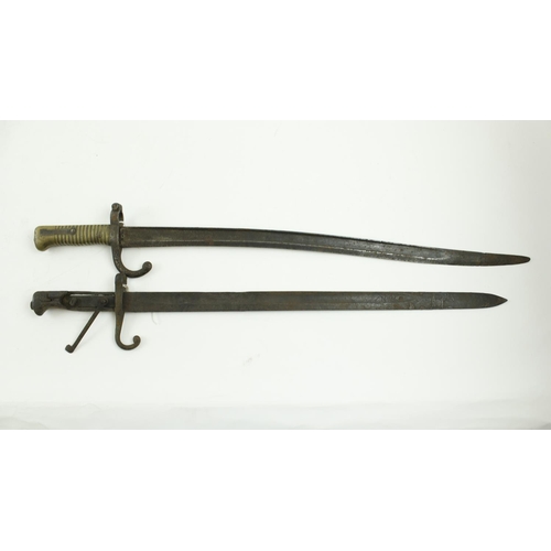 479 - A 19th Century French Bayonet, with brass handle and another Bayonet, Italian (Valetti) handle damag... 