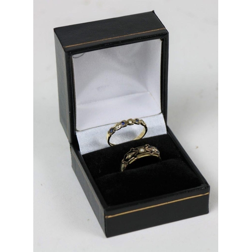 516 - An elegant Ladies Ring, of slim design set with blue sapphire and diamonds; together with a 9ct gold... 