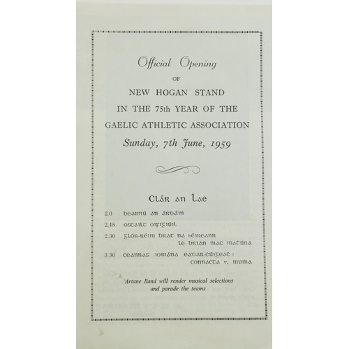 459 - G.A.A.: Programme  Official Opening of New Hogan Stand in the 75th Year of the Gaelic Athletic Assoc... 