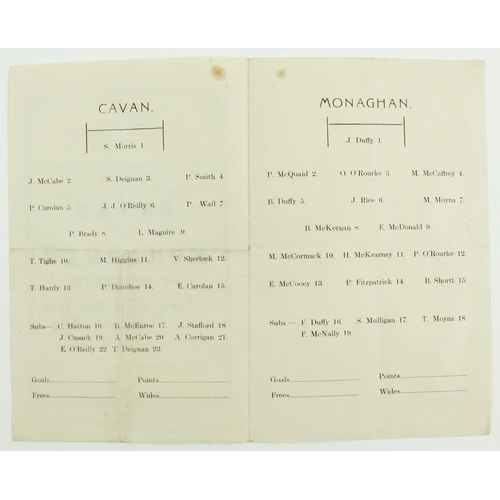 599 - G.A.A.: Football, 1951, Official Programme, Most Rev. Dr. Mc Kenna Cup Football Competition, Cavan V... 