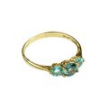 An attractive three stone aquamarine Ladies Ring Set, in gold  band, set with large central stone fl... 