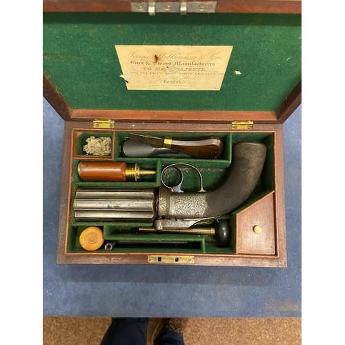 500 - A rare 19th Century James Wilkinson and Son '6 shooter' Percussion hand Gun, with engraved body and ... 