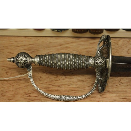 468 - An exceptionally fine English George III silver hilted small Sword or Rapier, c. 1770, possibly by W... 