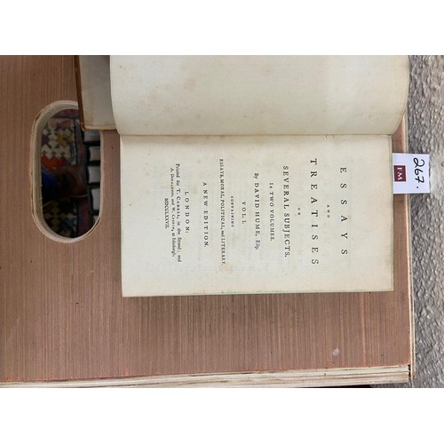 267 - Hume (David) Essays and Treatises on Several Subjects,  2 vols. 8vo L. 1777. New Edn., cont. calf, o... 