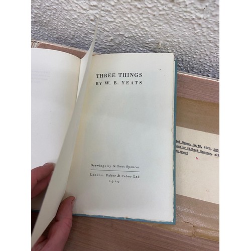 444 - Signed by W.B. YeatsYeats (W.B.) Three Things, 8vo L. (Faber & Faber) 1929, large paper copy, Si... 