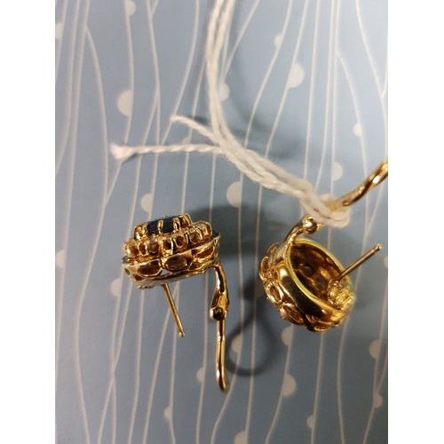 537 - A pair of 14 ct gold 9.2 gms Ear Rings, each with approx. 1.25cts (20 diamonds) G/VS, and .85 (2) ov... 