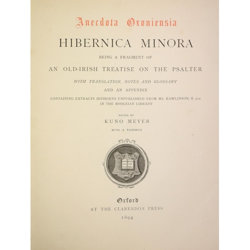 118 - Binding:  Meyer (Kuno) ed.  Anecdota Oxoniensia Hibernica Minora, Being a fragment of an old-Irish T... 